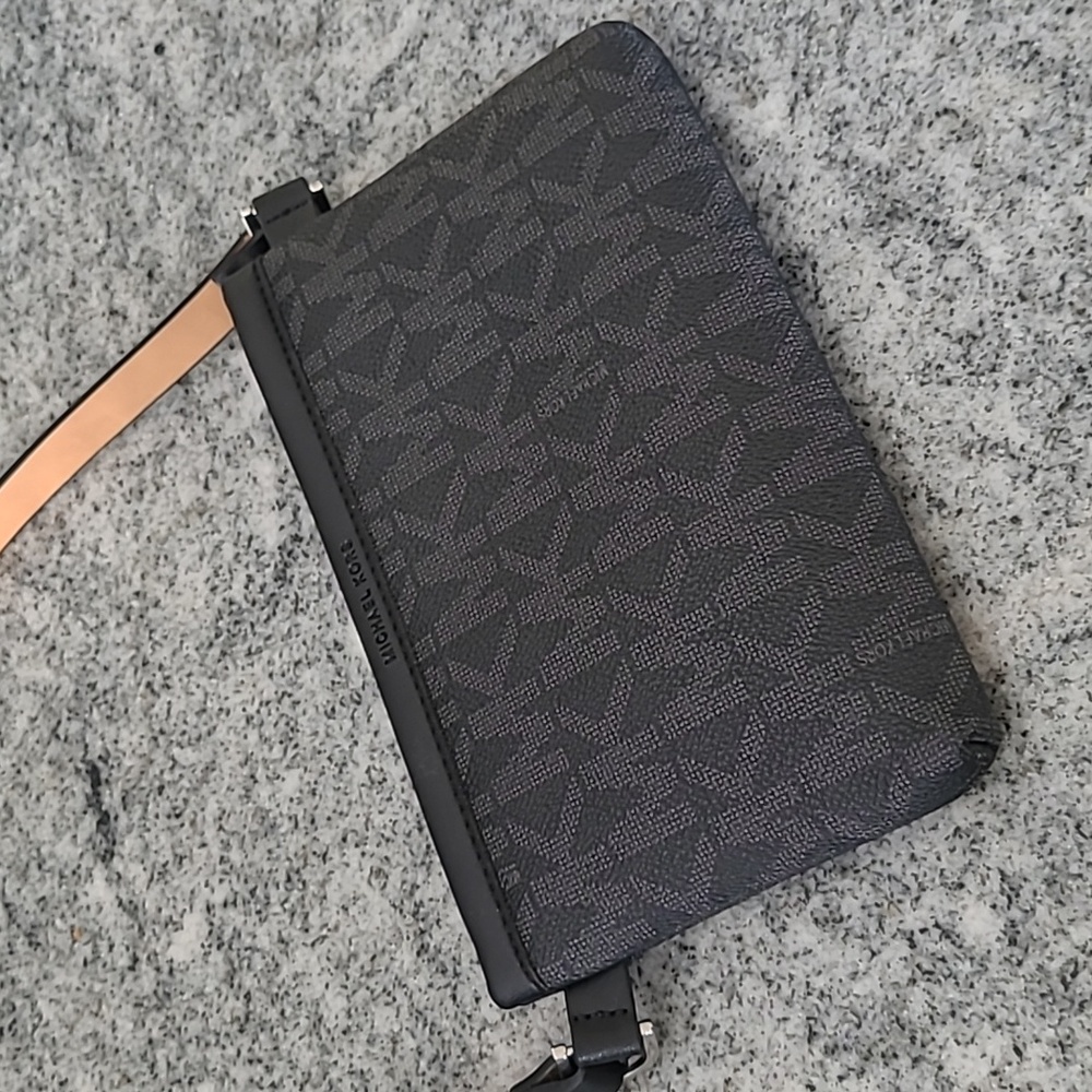 Michael Kors Signature Gray Leather Sling Belt Zipper Closure Bag